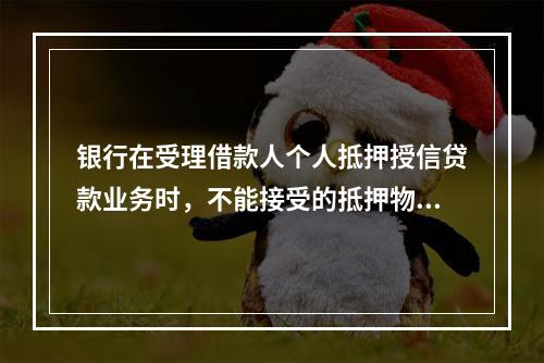 银行在受理借款人个人抵押授信贷款业务时，不能接受的抵押物是（