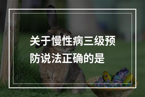 关于慢性病三级预防说法正确的是