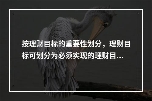 按理财目标的重要性划分，理财目标可划分为必须实现的理财目标和