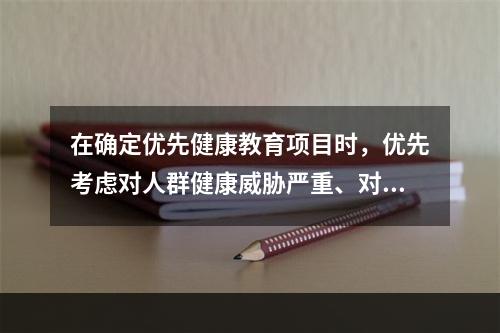 在确定优先健康教育项目时，优先考虑对人群健康威胁严重、对经济