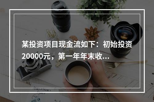 某投资项目现金流如下：初始投资20000元，第一年年末收入5