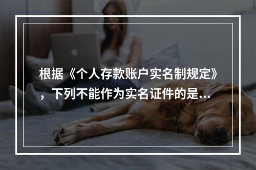 根据《个人存款账户实名制规定》，下列不能作为实名证件的是（　