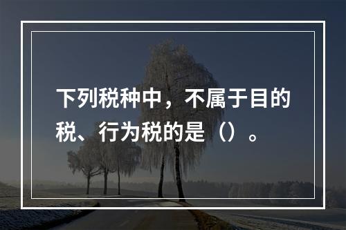 下列税种中，不属于目的税、行为税的是（）。