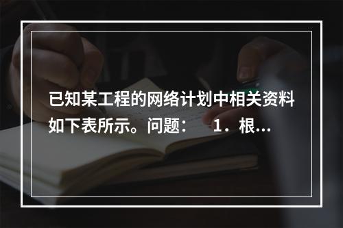 已知某工程的网络计划中相关资料如下表所示。问题：　1．根据上