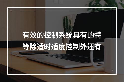 有效的控制系统具有的特等除适时适度控制外还有