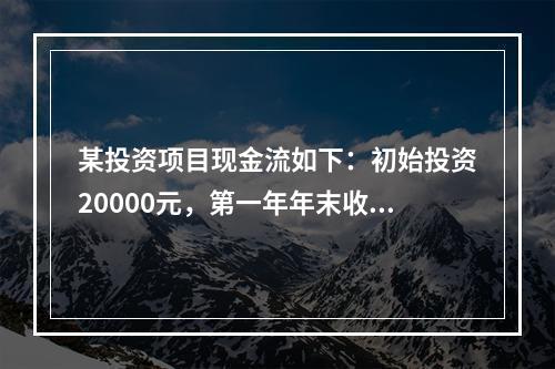 某投资项目现金流如下：初始投资20000元，第一年年末收入5