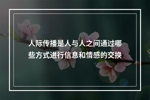 人际传播是人与人之间通过哪些方式进行信息和情感的交换