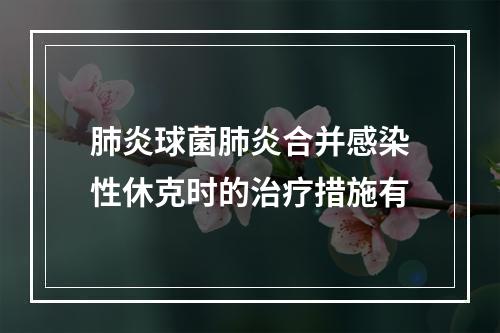 肺炎球菌肺炎合并感染性休克时的治疗措施有