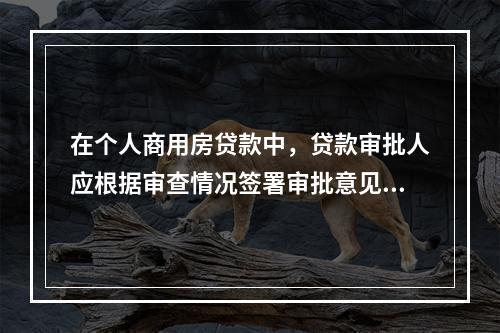 在个人商用房贷款中，贷款审批人应根据审查情况签署审批意见，下