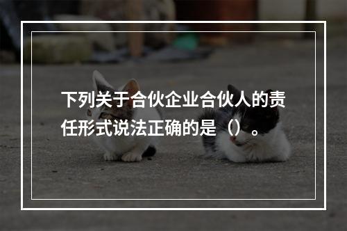 下列关于合伙企业合伙人的责任形式说法正确的是（）。