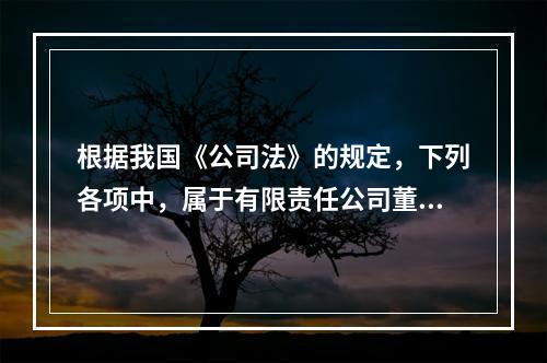 根据我国《公司法》的规定，下列各项中，属于有限责任公司董事会