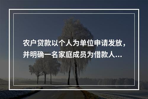 农户贷款以个人为单位申请发放，并明确一名家庭成员为借款人，借