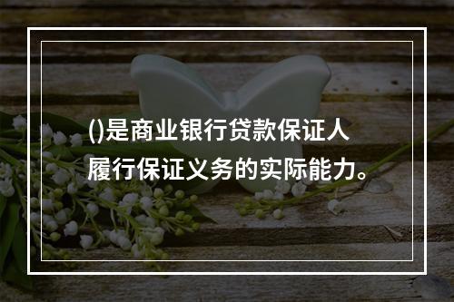 ()是商业银行贷款保证人履行保证义务的实际能力。