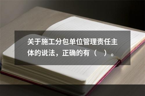 关于施工分包单位管理责任主体的说法，正确的有（　）。