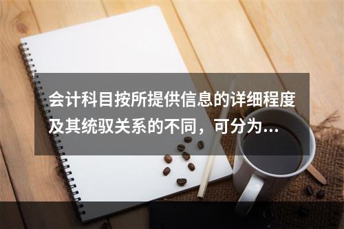 会计科目按所提供信息的详细程度及其统驭关系的不同，可分为（