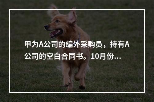 甲为A公司的编外采购员，持有A公司的空白合同书。10月份，A