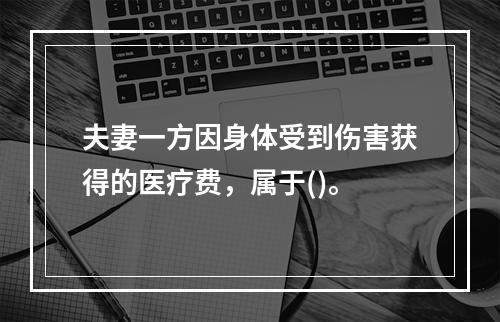 夫妻一方因身体受到伤害获得的医疗费，属于()。