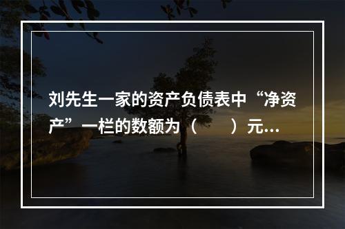 刘先生一家的资产负债表中“净资产”一栏的数额为（　　）元。