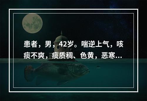 患者，男，42岁。喘逆上气，咳痰不爽，痰质稠、色黄，恶寒身热