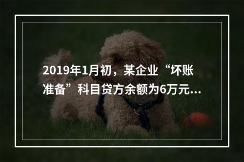 2019年1月初，某企业“坏账准备”科目贷方余额为6万元。1