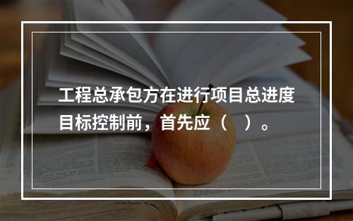 工程总承包方在进行项目总进度目标控制前，首先应（　）。