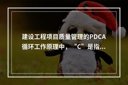 建设工程项目质量管理的PDCA循环工作原理中，“C”是指（　