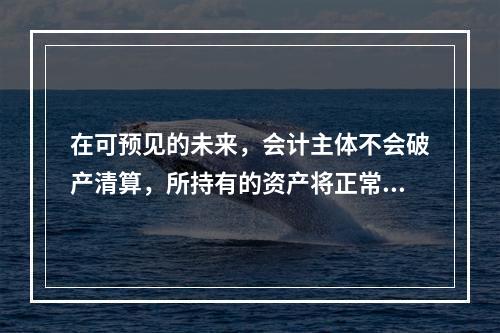 在可预见的未来，会计主体不会破产清算，所持有的资产将正常营运