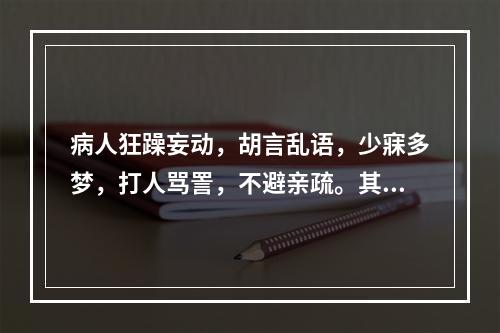 病人狂躁妄动，胡言乱语，少寐多梦，打人骂詈，不避亲疏。其病机