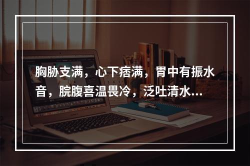 胸胁支满，心下痞满，胃中有振水音，脘腹喜温畏冷，泛吐清水痰涎