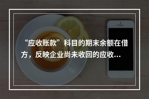 “应收账款”科目的期末余额在借方，反映企业尚未收回的应收账款