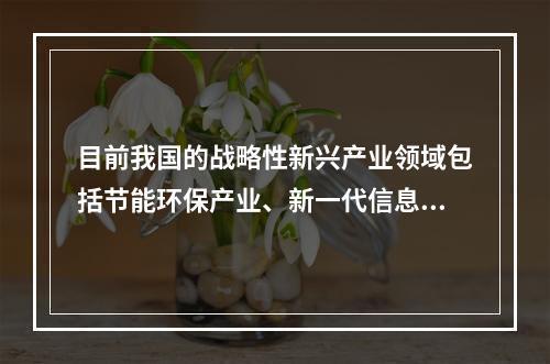 目前我国的战略性新兴产业领域包括节能环保产业、新一代信息技术