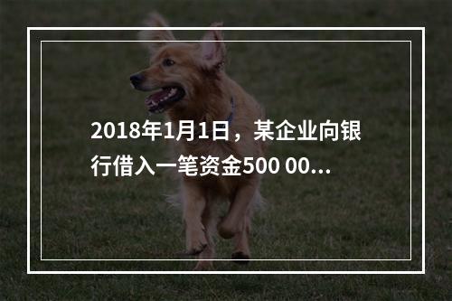 2018年1月1日，某企业向银行借入一笔资金500 000元