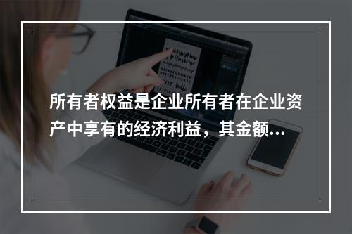 所有者权益是企业所有者在企业资产中享有的经济利益，其金额为企