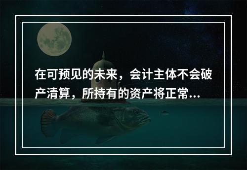 在可预见的未来，会计主体不会破产清算，所持有的资产将正常营运