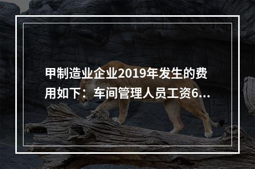 甲制造业企业2019年发生的费用如下：车间管理人员工资60万