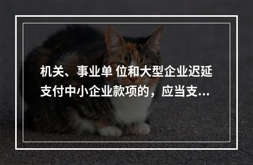 机关、事业单 位和大型企业迟延支付中小企业款项的，应当支付逾