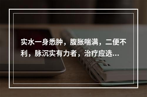 实水一身悉肿，腹胀喘满，二便不利，脉沉实有力者，治疗应选用