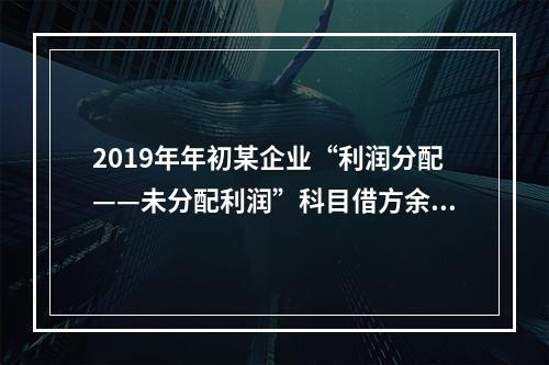 2019年年初某企业“利润分配——未分配利润”科目借方余额2