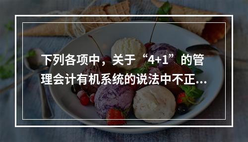 下列各项中，关于“4+1”的管理会计有机系统的说法中不正确的