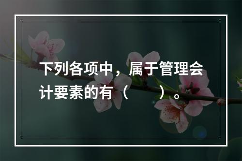 下列各项中，属于管理会计要素的有（　　）。