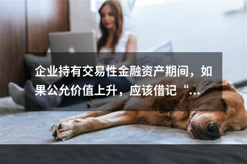 企业持有交易性金融资产期间，如果公允价值上升，应该借记“投资