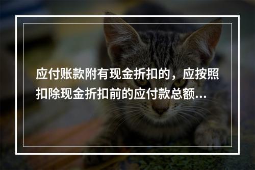 应付账款附有现金折扣的，应按照扣除现金折扣前的应付款总额入账