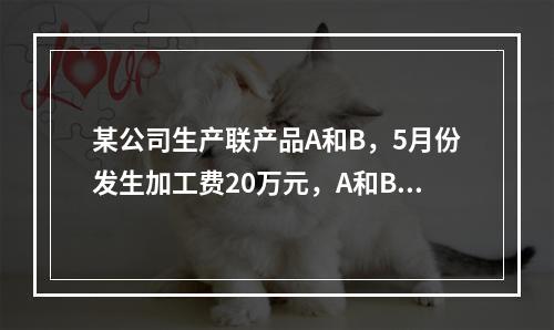 某公司生产联产品A和B，5月份发生加工费20万元，A和B在分