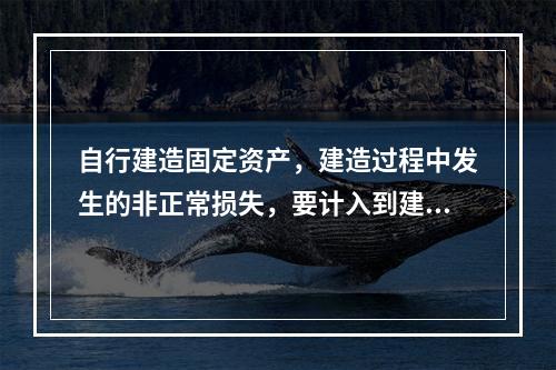 自行建造固定资产，建造过程中发生的非正常损失，要计入到建造成