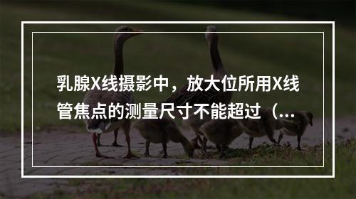 乳腺X线摄影中，放大位所用X线管焦点的测量尺寸不能超过（　　