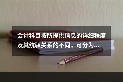 会计科目按所提供信息的详细程度及其统驭关系的不同，可分为（