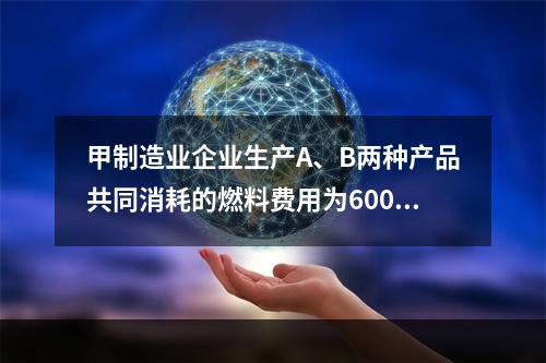 甲制造业企业生产A、B两种产品共同消耗的燃料费用为6000元