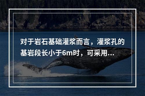 对于岩石基础灌浆而言，灌浆孔的基岩段长小于6m时，可采用（　