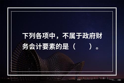 下列各项中，不属于政府财务会计要素的是（　　）。