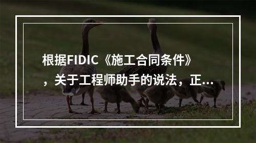 根据FIDIC《施工合同条件》，关于工程师助手的说法，正确的